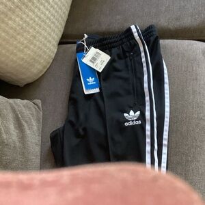 adidas Black Jogger Sweatpants with White 3-Stripes